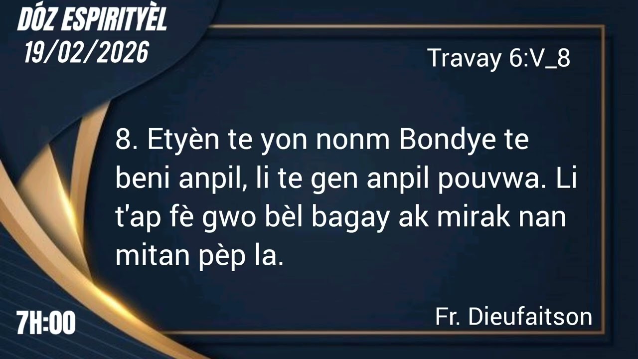 Depiw nan plan BonDye enmi ap toujou leve kont ou- Dóz Espirityèl 