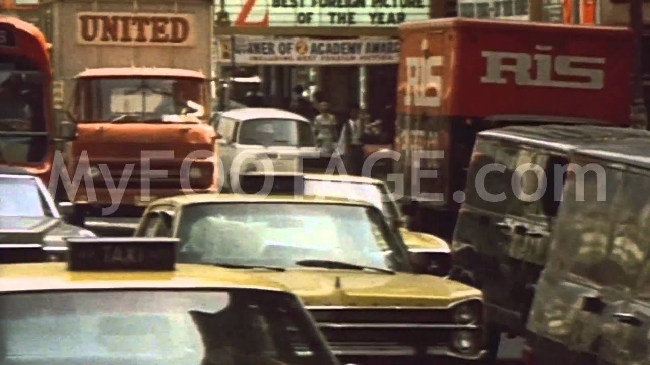 1970s City Traffic Congestion - Cars, Taxis