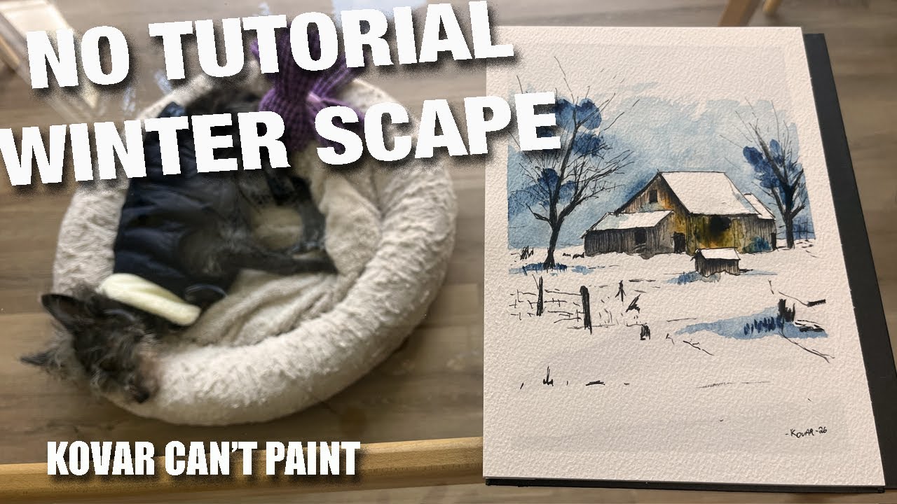 #34 Is It Hangable? | Beginner Watercolor Winter Cabin Painting