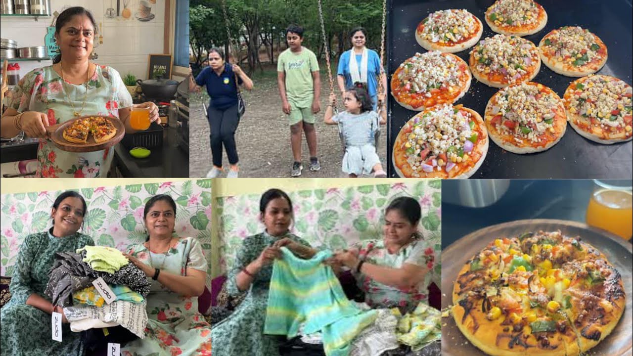 morning walk बुआ के साथ zudio shopping +Breakfast & Lunch🍱 vermicelli🌺 mango milkshake🌺 pizza party