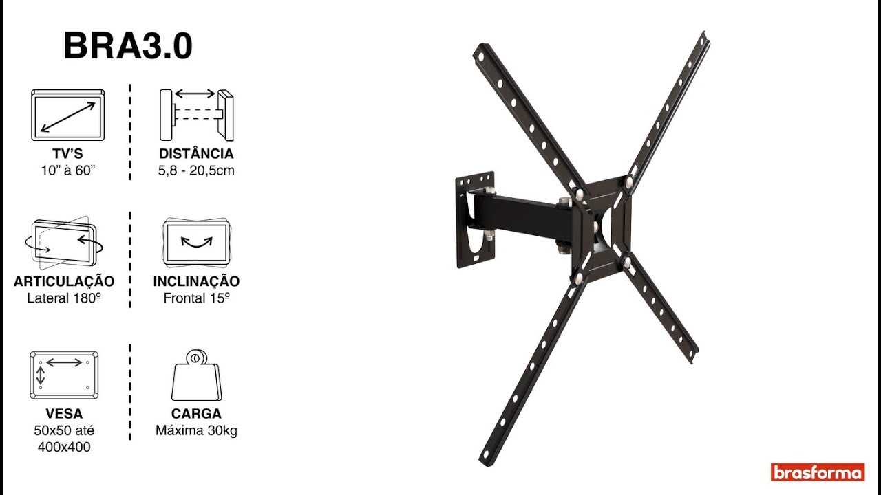 Suporte Articulado para TV - BRA3.0 (Instalação)