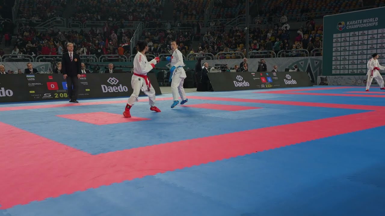 2025 Cairo Semi-final Female Kumite −50 kg: Gulshan Alimardanova  (UZB) vs Tsang Yee Ting  (HKG)