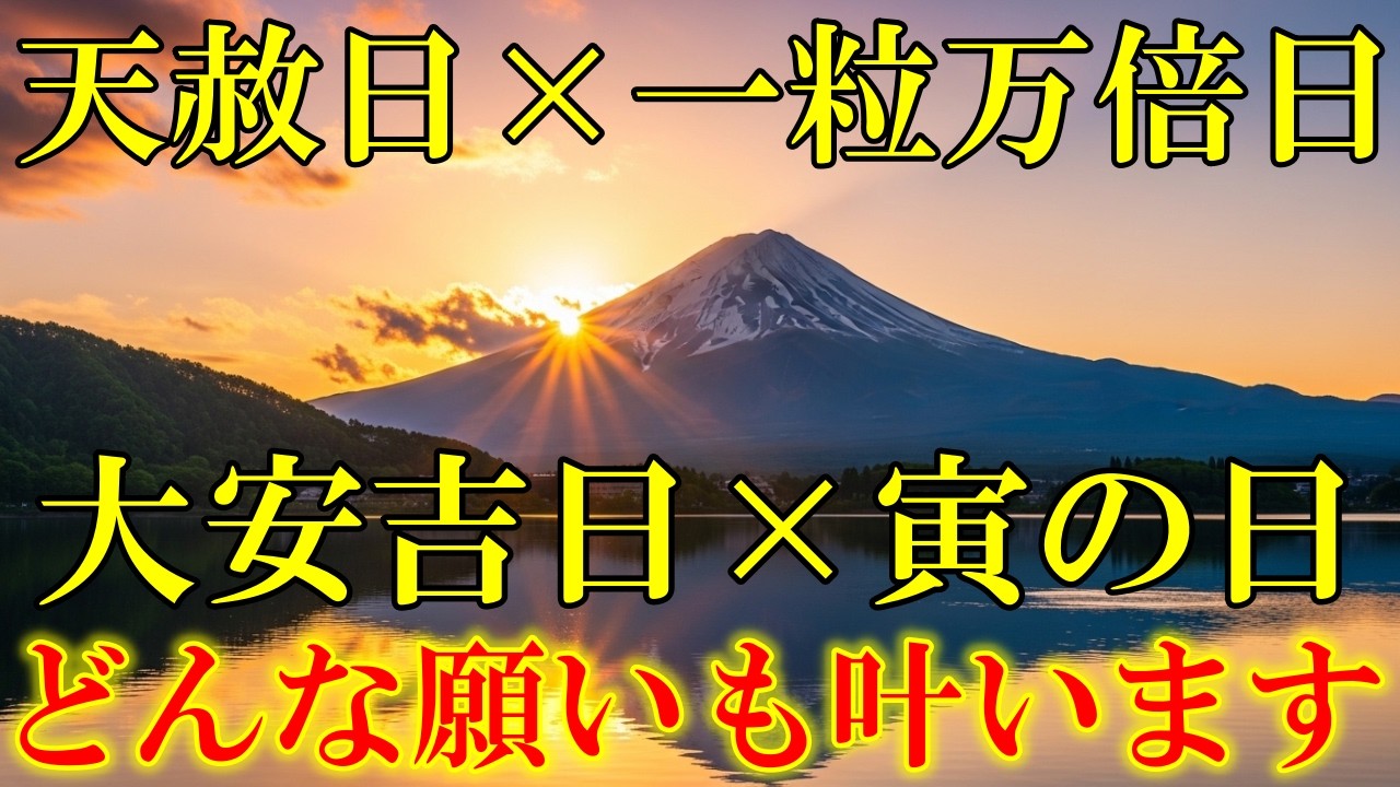 【天赦日&times;一粒万倍日&times;大安&times;寅の日】大開運日の今日絶対見て下さい。どんな願いも叶います！奇跡が起こる開運波動をお受け取り下さい。金運上昇・浄化・厄払い【大開運祈願】