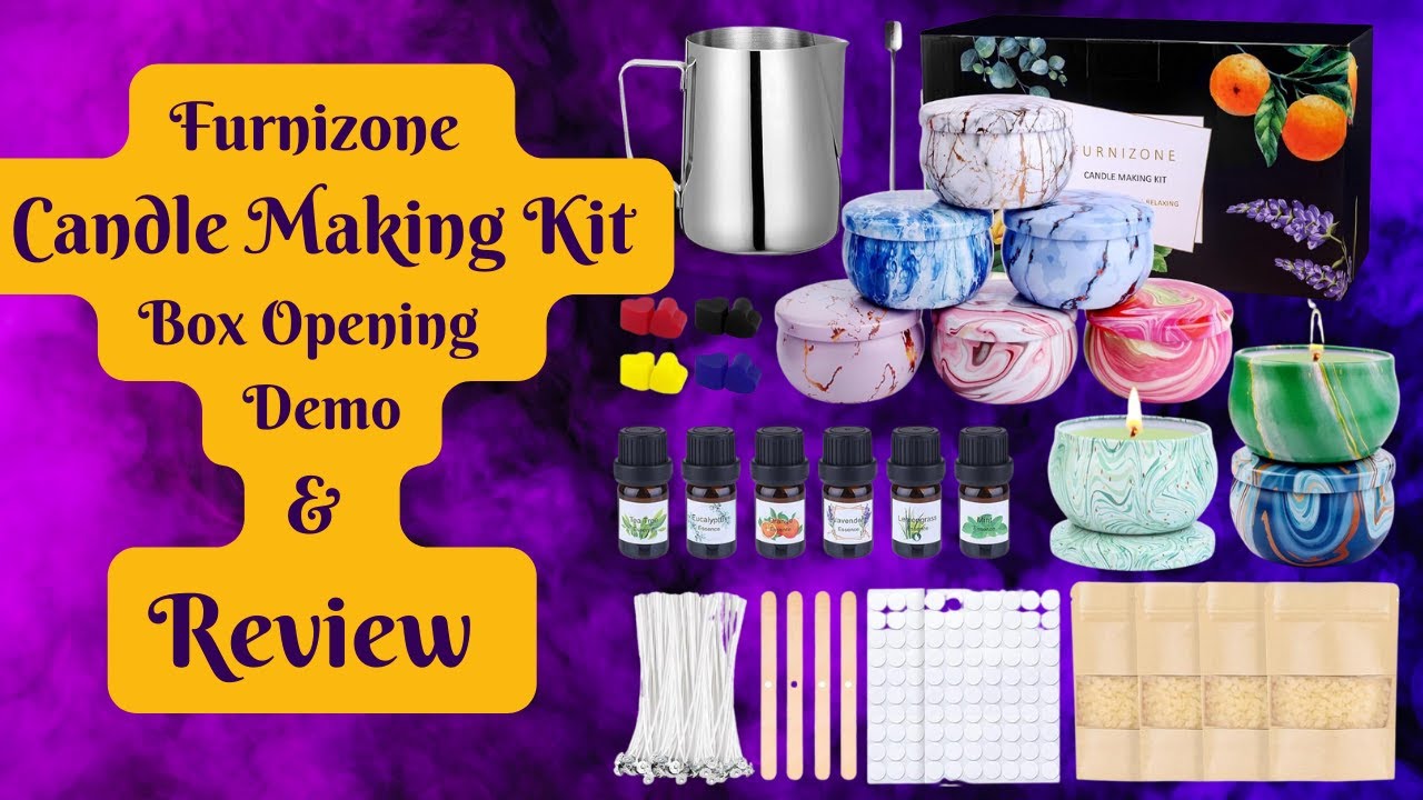 Furnizone Candle Making Kit Box Opening Review and Demo - Gift Set DIY Scented Beeswax Candles