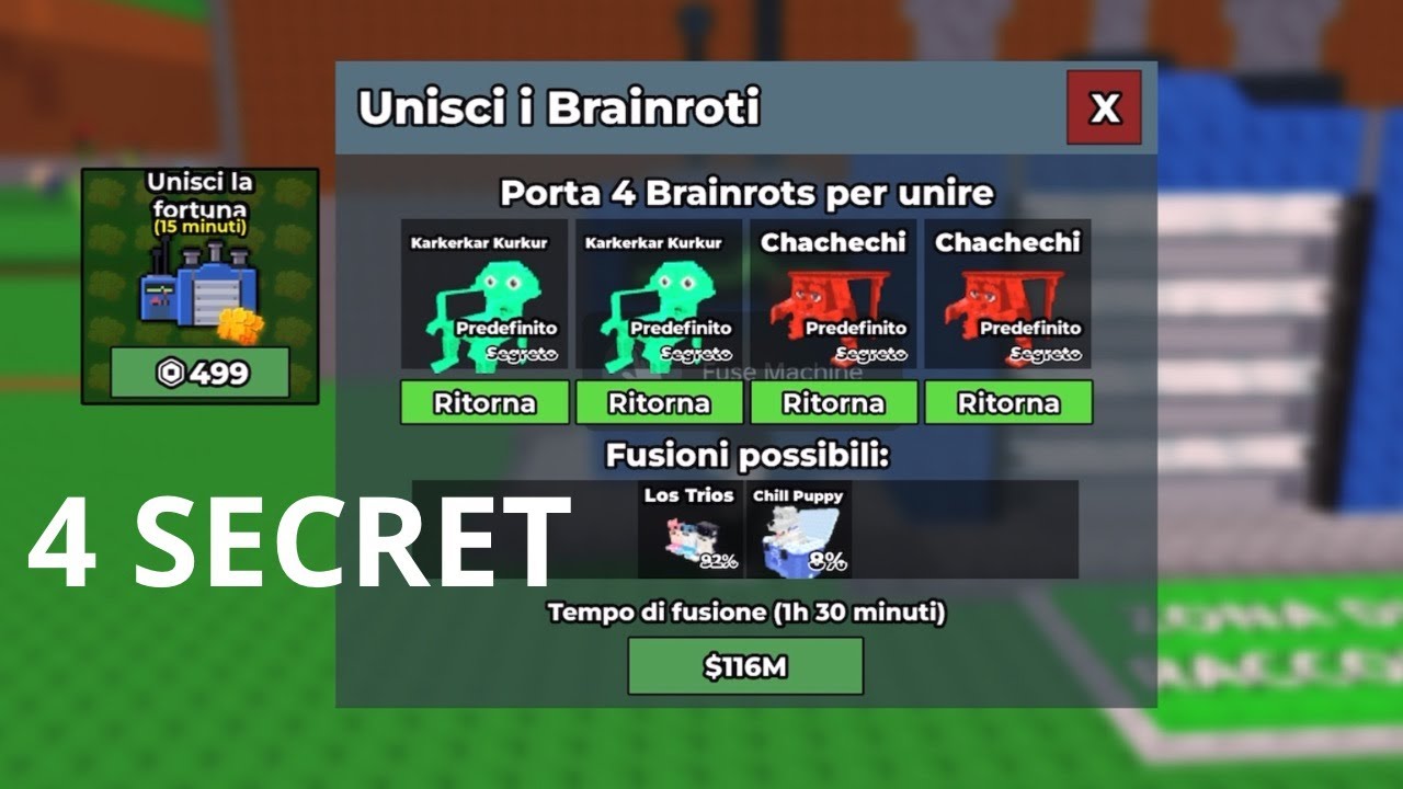 OMG FUSIONE CON 4 BRAINROT SECRET ANDIAMO A CERCARE LULTIMO CHE CI MANCA Roblox ITA
