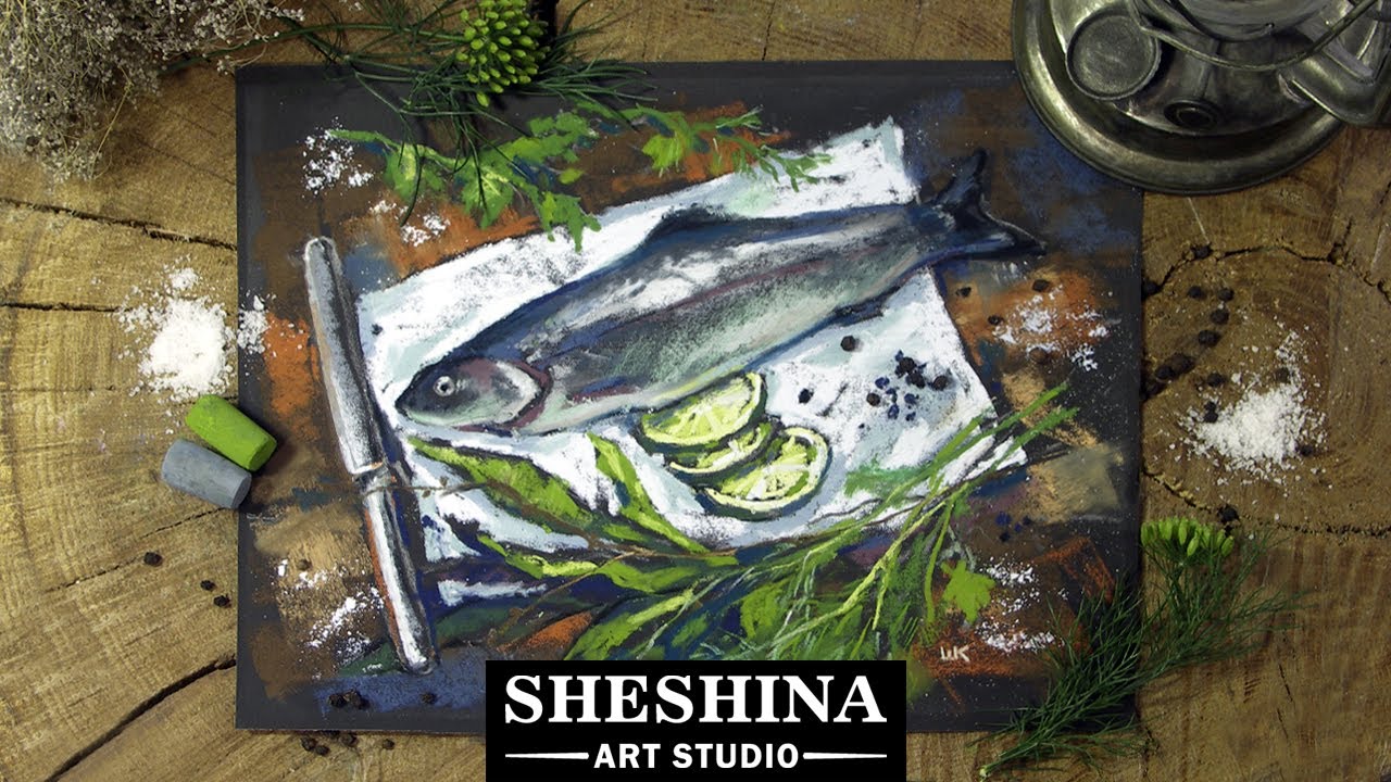 How to draw a still life with a fish with soft pastels 🎨 REAL TIME
