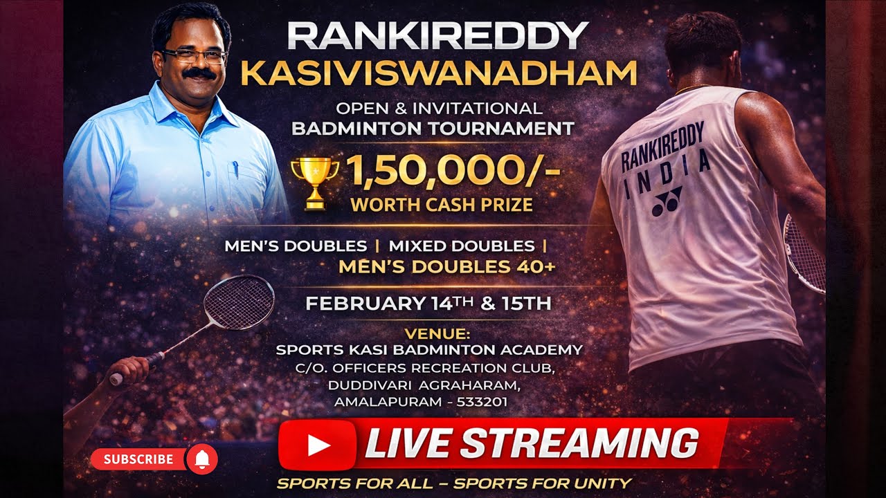 RANKIREDDY KASIVISWANADHAM - OPEN & INVITATIONAL BADMINTON TOURNAMENT 2026 | LIVE - COURT 1