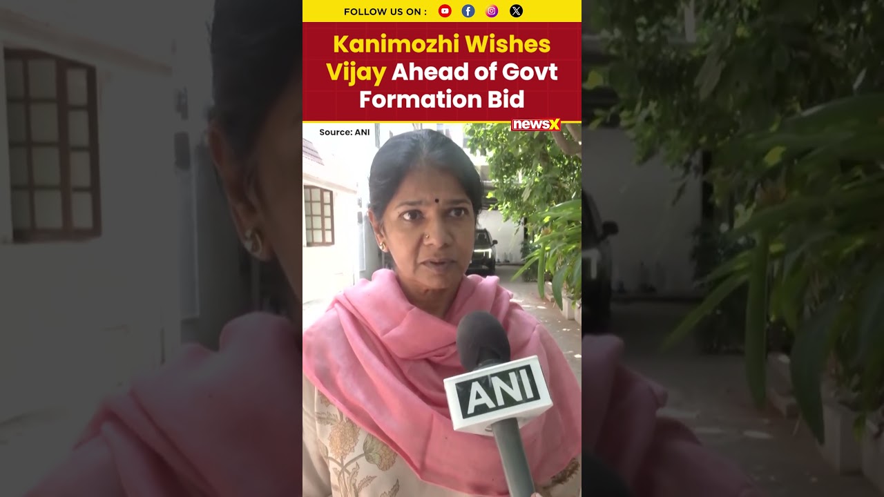 #watch | DMK MP Kanimozhi Wishes Vijay Ahead of Govt Formation Bid #dmk #tvk #vijay #shorts
