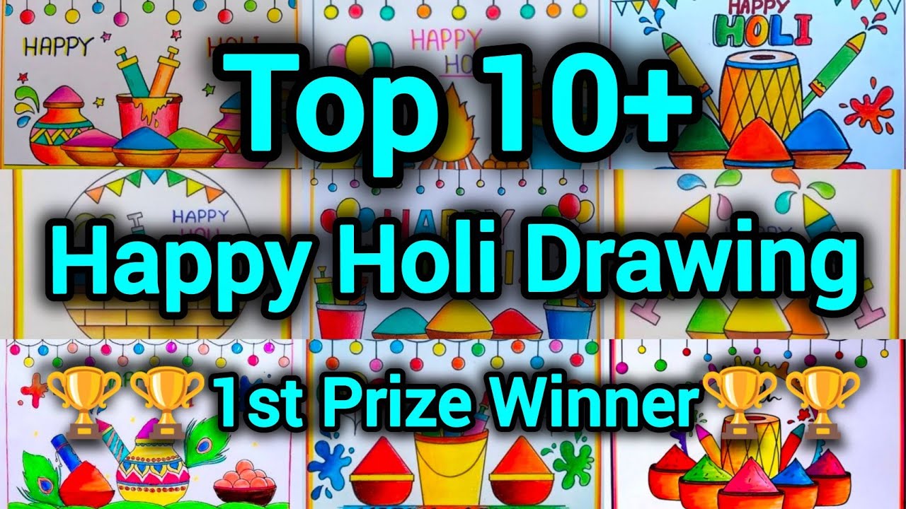 Happy Holi Drawing Ideas/Holi Poster Drawing Easy/Holi Special Colours Drawing/Holi Festival Drawing