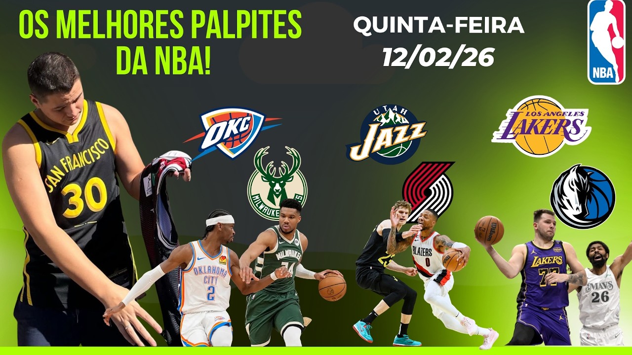MELHORES PALPITES DO BASQUETE (NBA) DE HOJE 12/02/26 HOJE COM NOVIDADES !!! PONTUAÇÕES NAS PARTIDAS