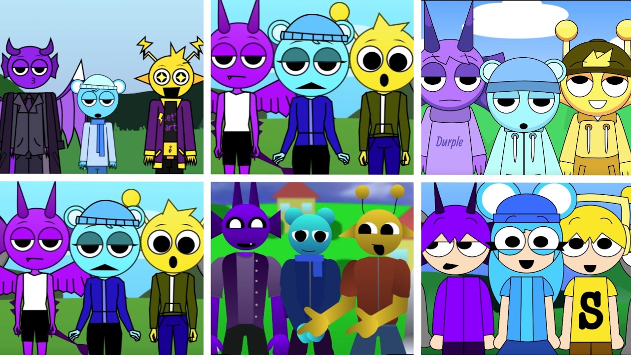 Sprunki - Incredibox but ONLY DURPLE and SKY and SIMON in ALL Human Mods
