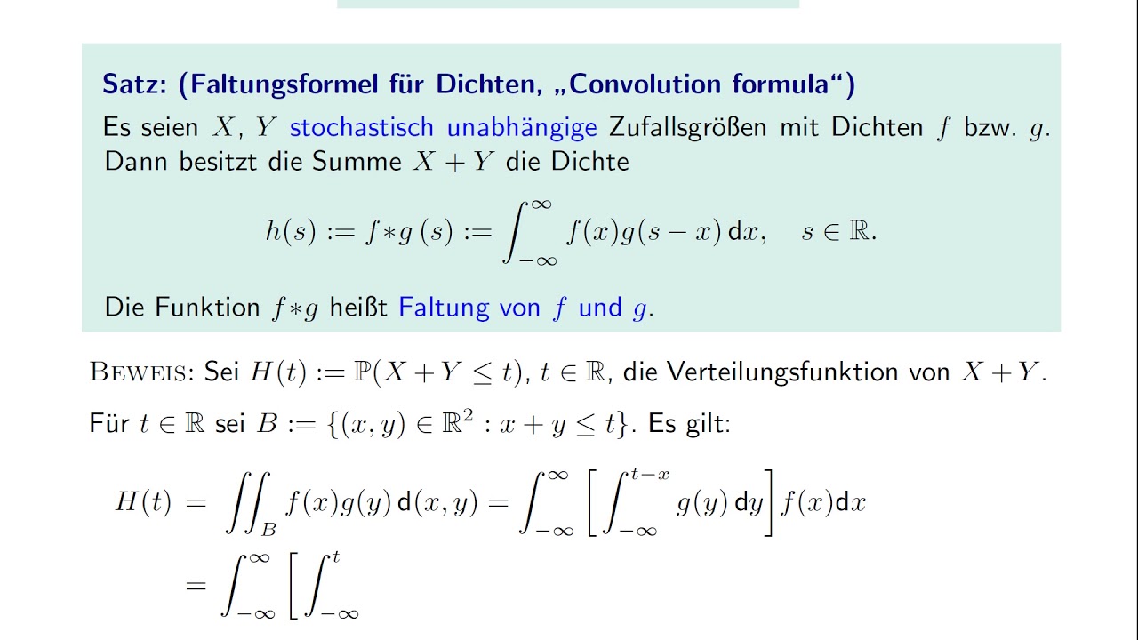 Die Faltungsformel f&uuml;r Dichten
