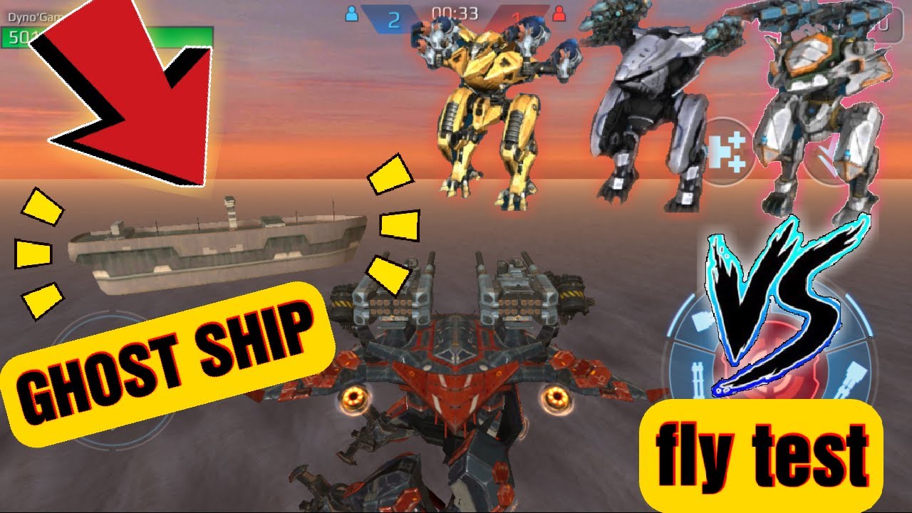 FLYING TITAN goes to the SHIP in carrier map | flying test ao ming VS Dragon bots VS Hover