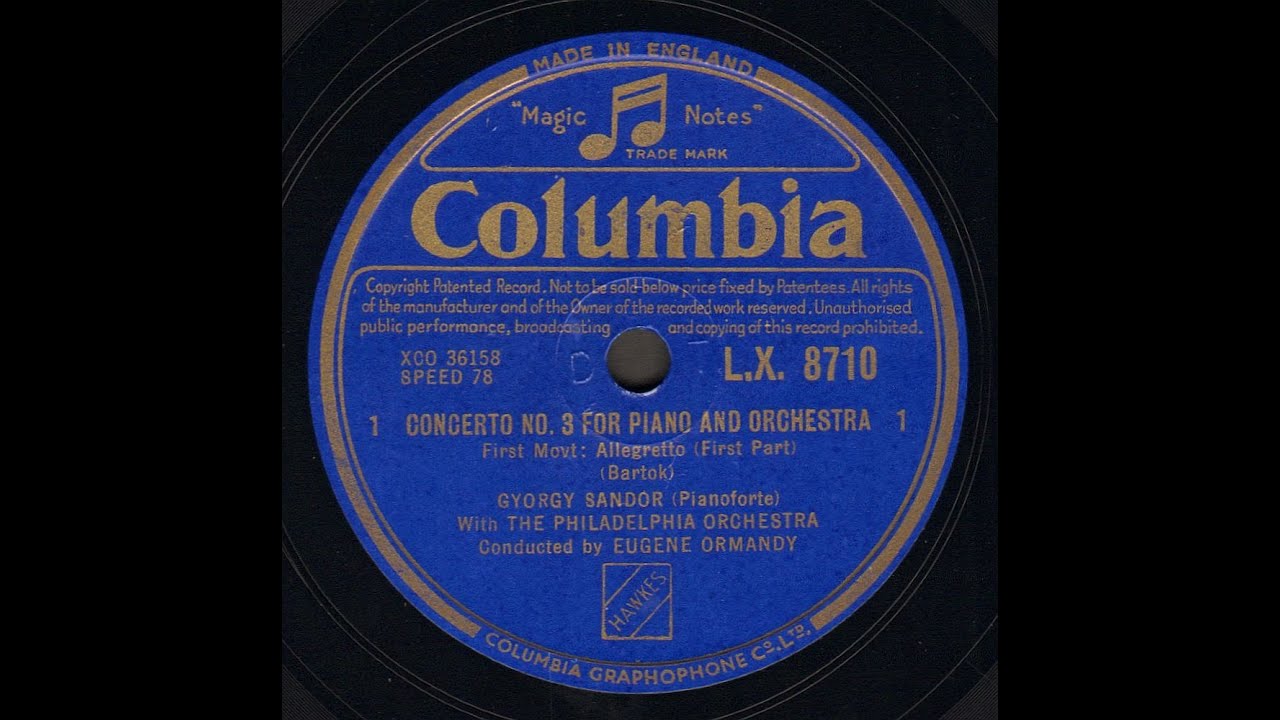 Gy&ouml;rgy S&aacute;ndor, Eugene Ormandy - Bart&oacute;k (Col.  LX 8710-2) 1946