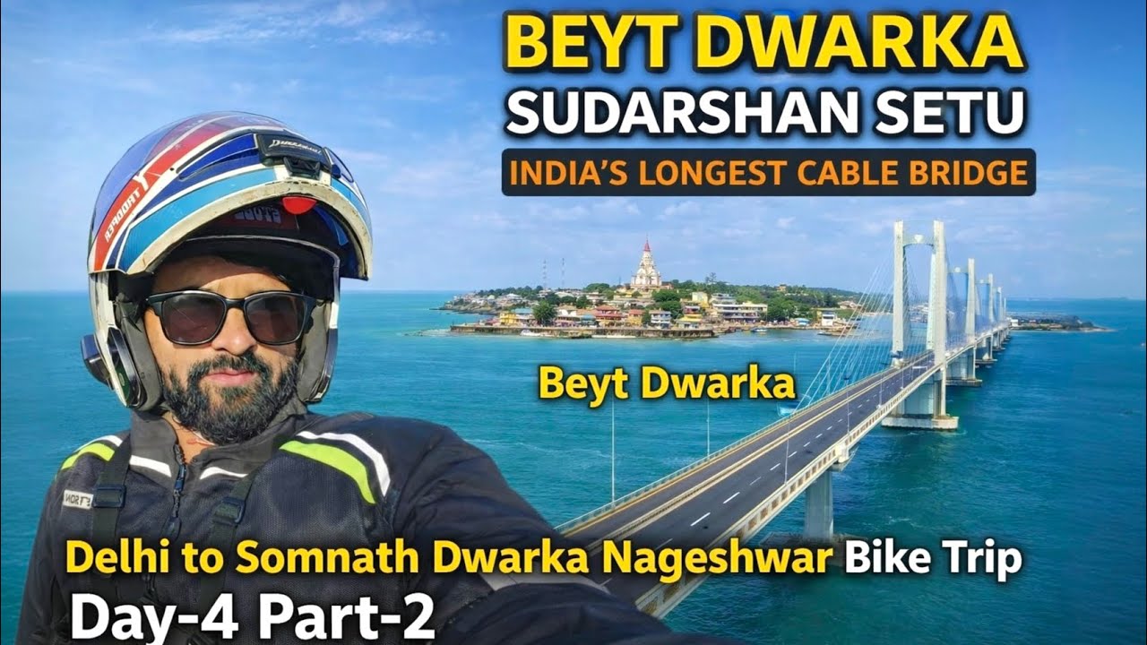 Beyt dwarka. Sudarshan setu. Delhi to somnath dwarka nageshwar bike trip Day-4 part-2 