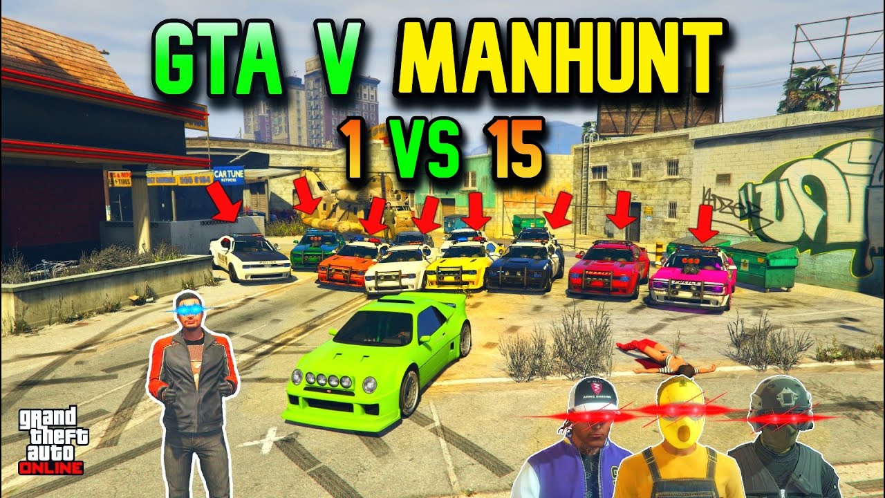 GTA V MANHUNT | VS 15 HUNTERS!