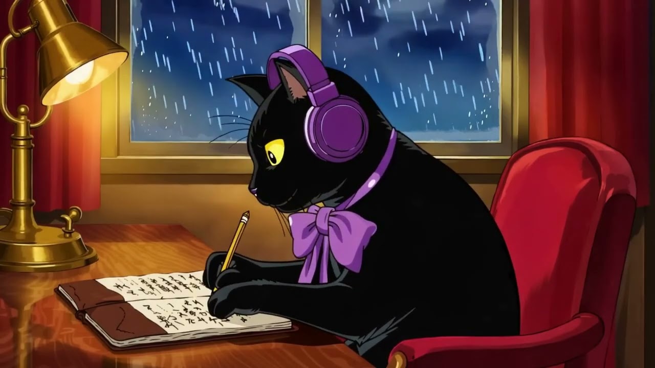 Lofi Cat 🐾 Rainy Night Beats - Relaxing Lo-fi Hip Hop for Study, Sleep & Focus 🌧️