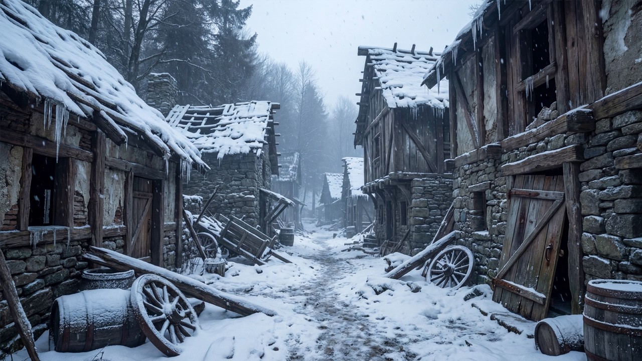 Ancient Celtic Snowbound Village — Medieval Ambient Soundscape for Sleep