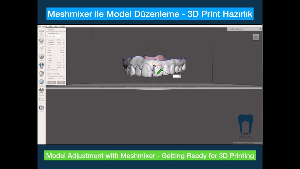 Meshmixer 1 - Dijital Ölçü'yü 3D Print için hazırlama / Digital Impression to 3D Print