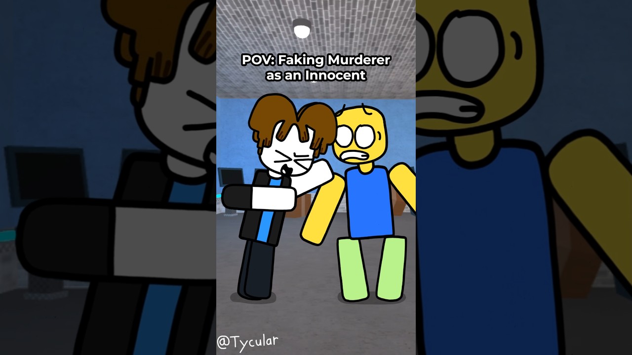 when you fake murderer in mm2 #shorts #roblox #funny #animation