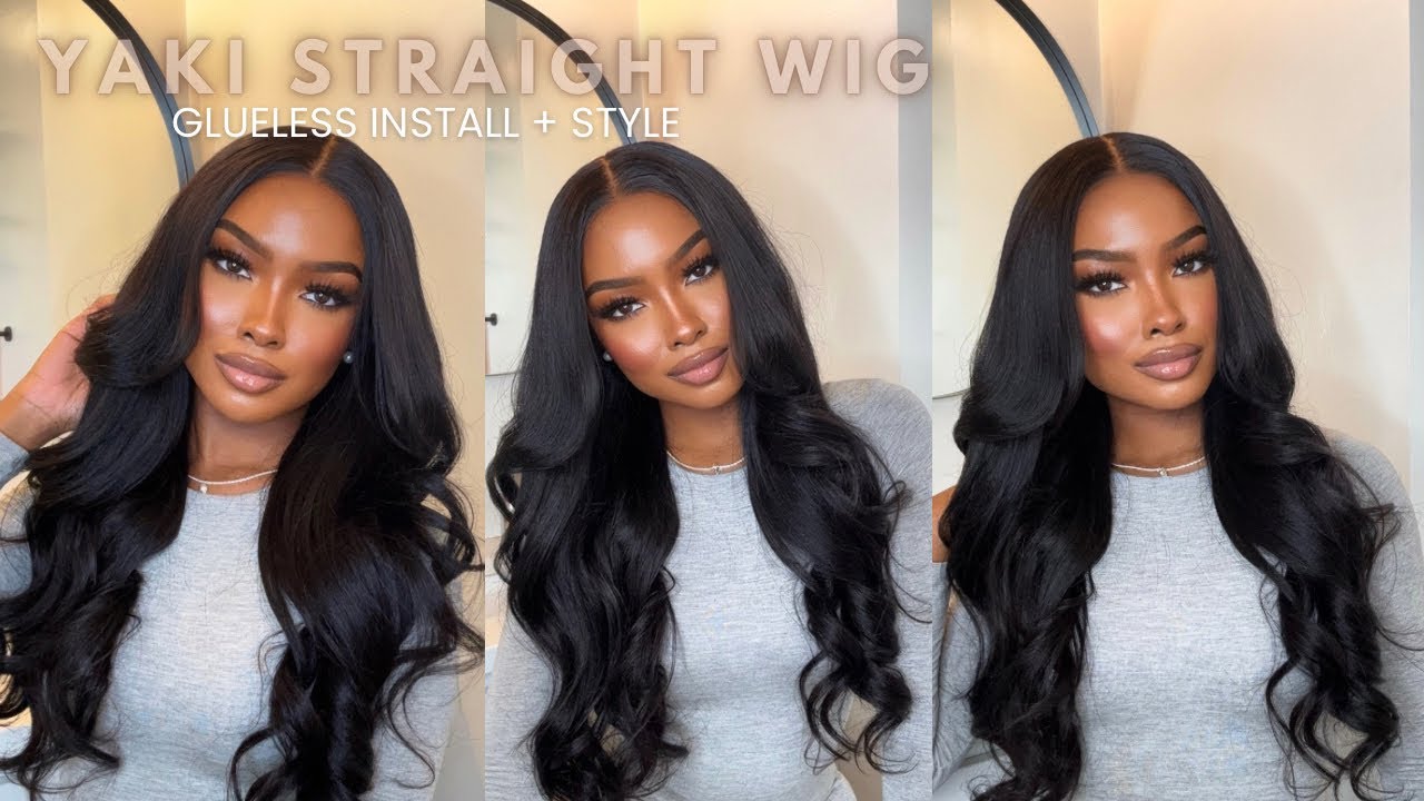 🔥GLUELESS YAKI STRAIGHT DRAWSTRING WIG | Install + Loose Effortless Curls Ft BeautyForever Hair
