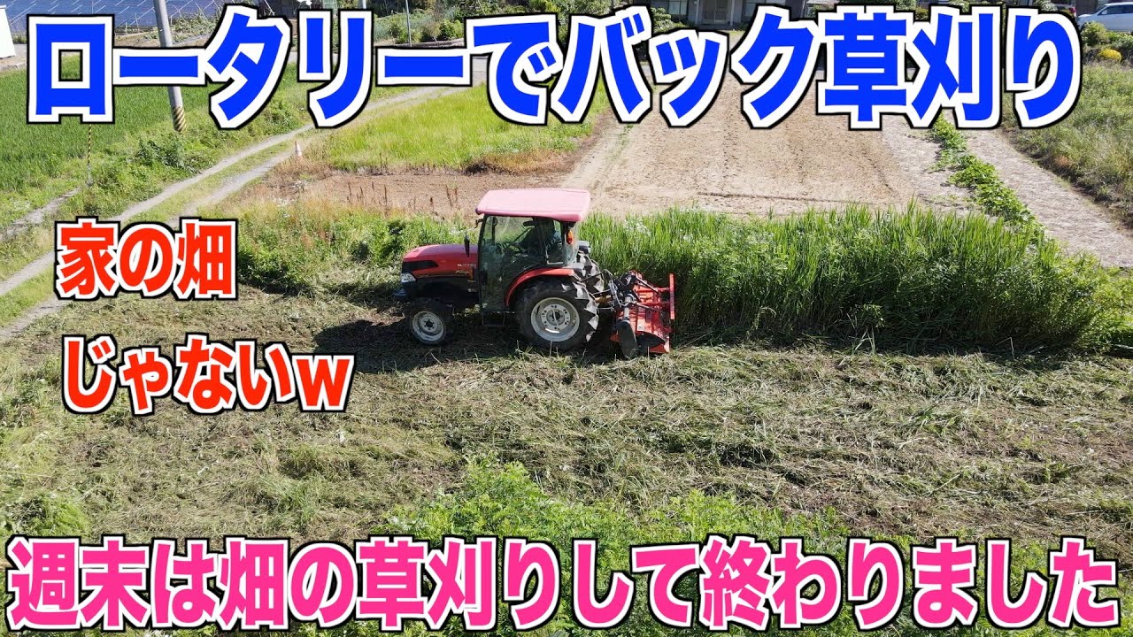 【ロータリー草刈り】バックで草刈りしてみました 30代米作り奮闘記#88