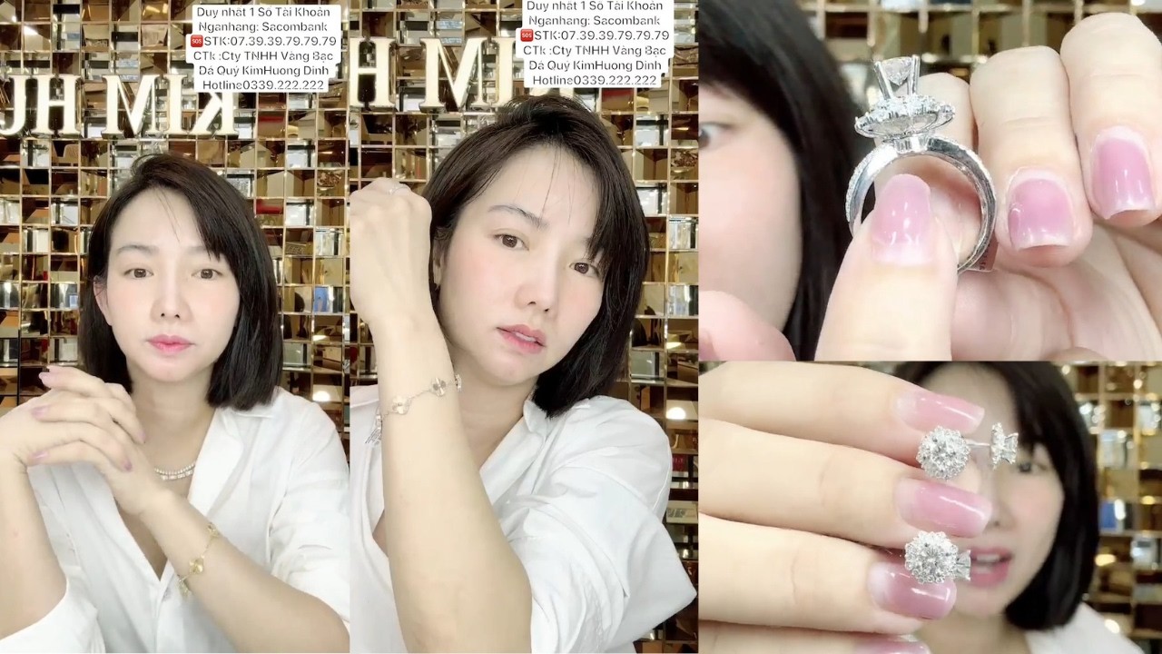 Tiệm vàng Kim Hương Dinh Livestream Bán Vàng Cty 160 Sale Vàng Hồng Dây, Nhẫn, Vòng..