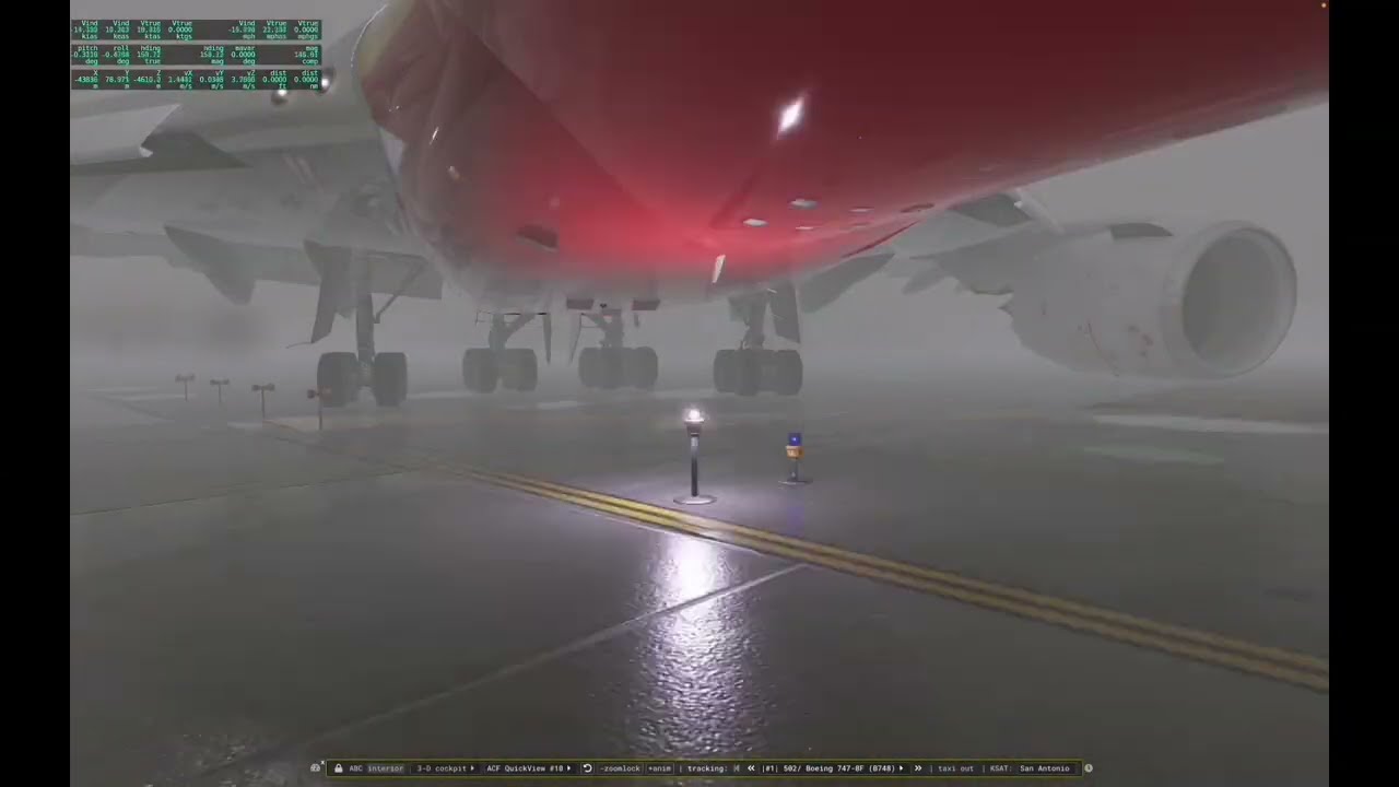 DHL-B747-8 Flight from San Antonio, TX to Des Moines, IA. with eventful takeoff and landing Xplane12