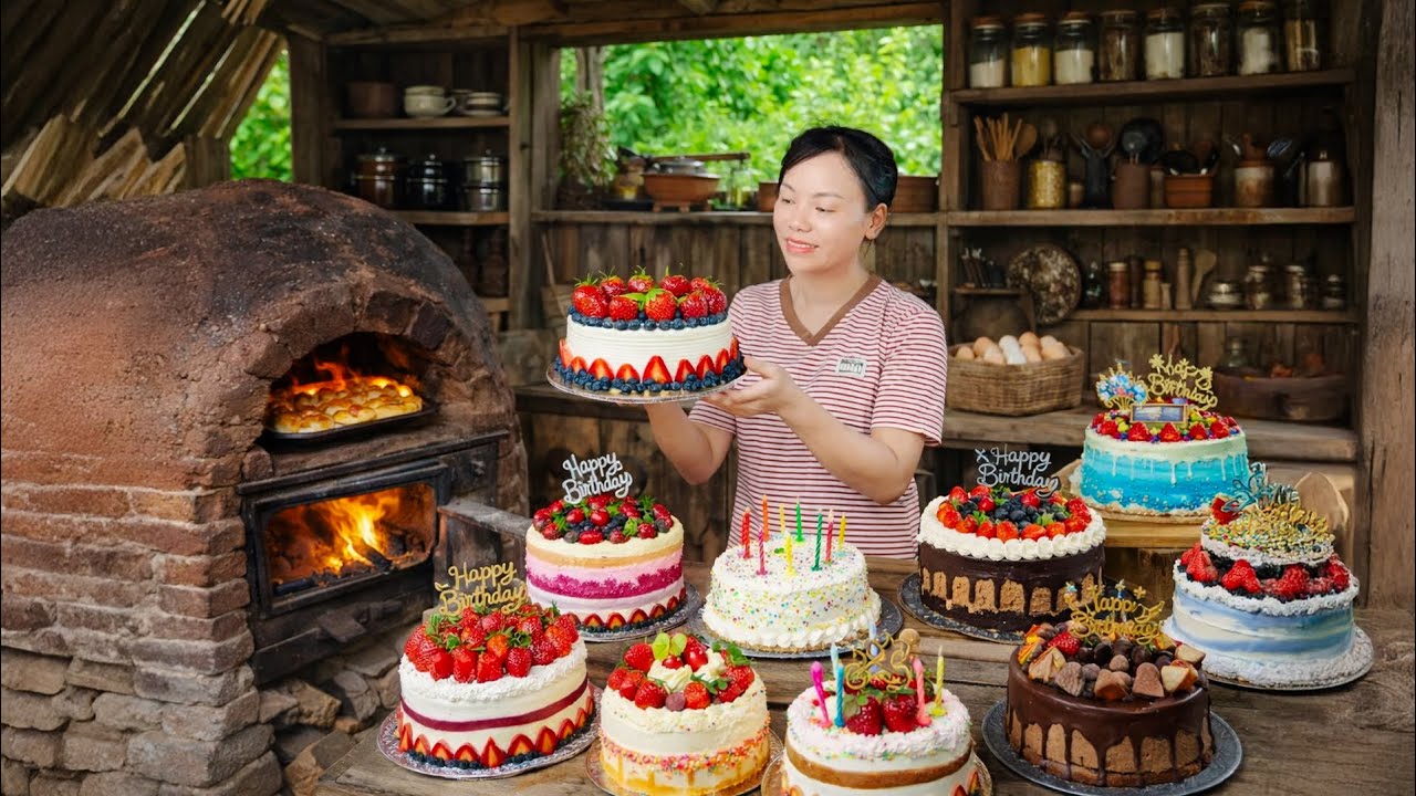 Traditional Birthday Cakes Baked in a Wood-Fired Oven | Rural Life Cooking