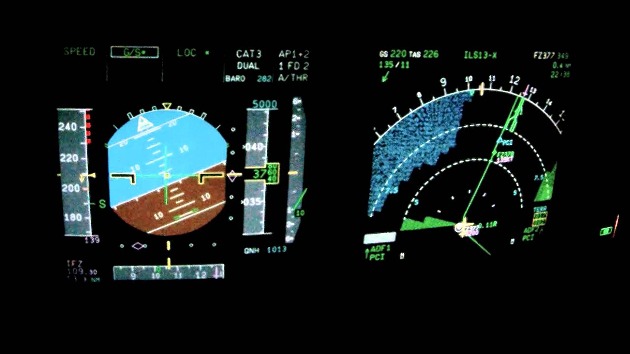 PFD and ND VIEW on APPROACH (Primary Flight Display and Navigation Display)