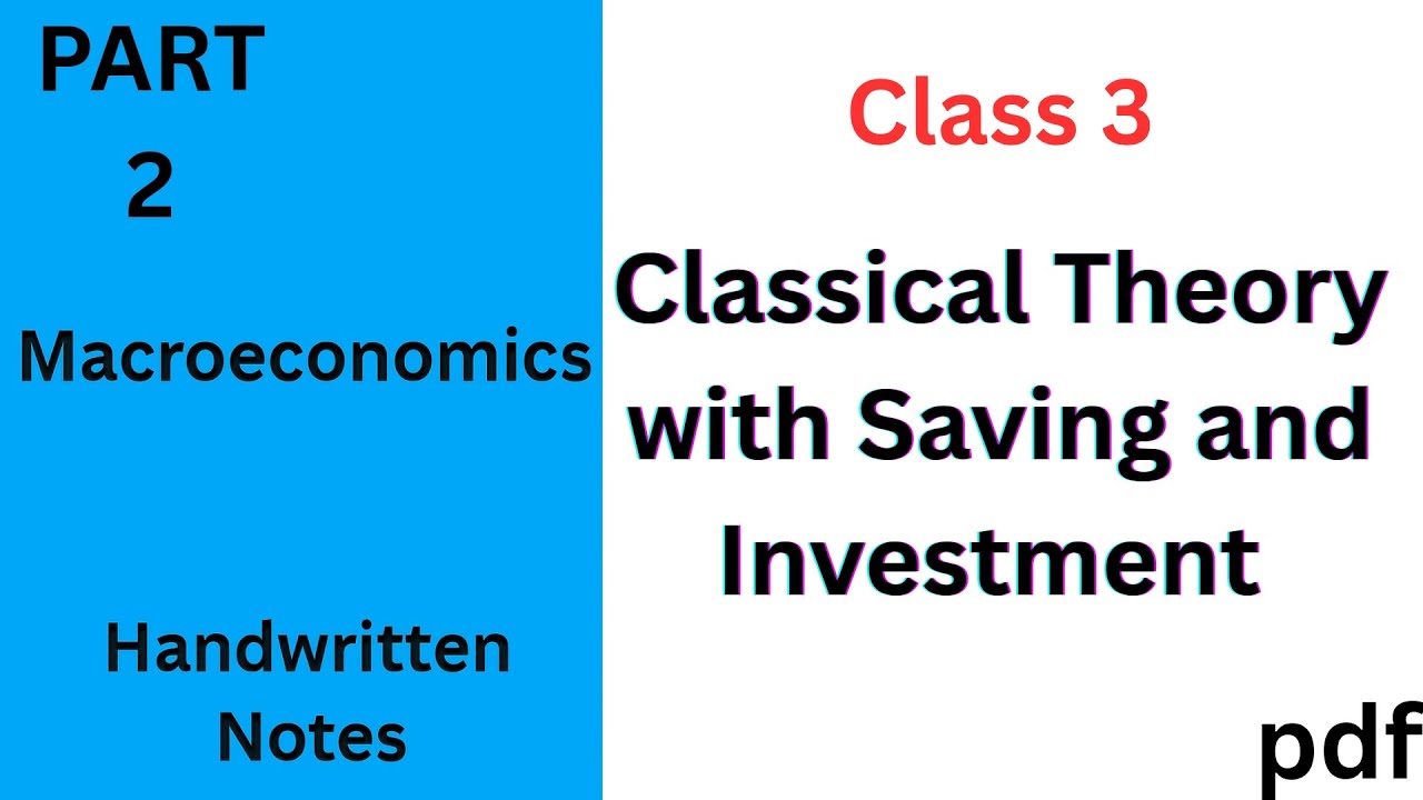 Classical Theory of Saving and Investment | Macroeconomics Class 3 Part 2 | UPSC NET JRF Economics