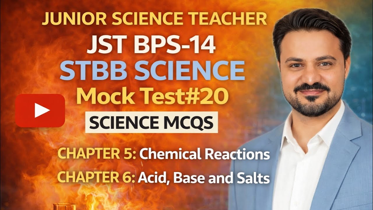Mock Test 20|  Junior science teacher | JST bps-14 | IBA STS Test | STBB Books