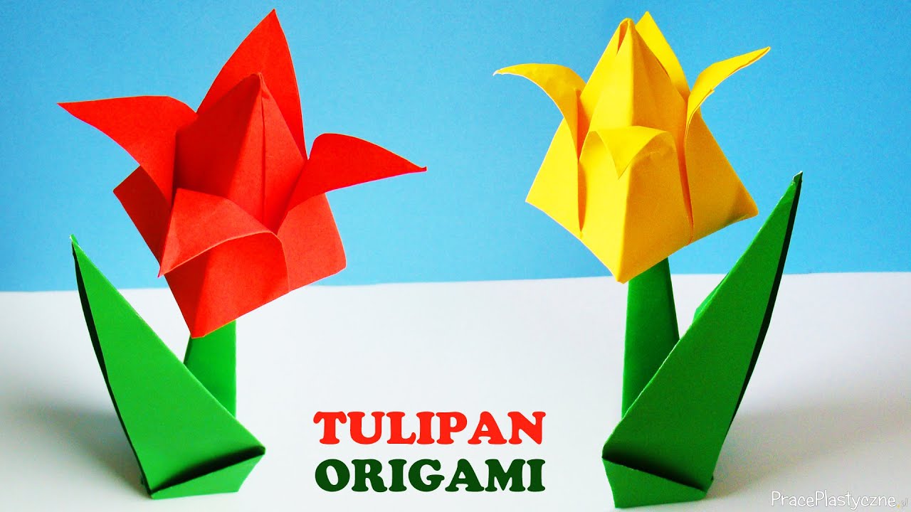 Jak zrobić tulipana? 🌷 Piękny, stojący tulipan z papieru | Tulipan origami | Praca plastyczna | DIY