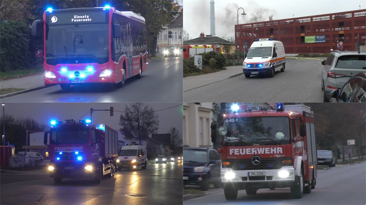 [Zug brennt nach Aufprall auf Prellbock!] Einsatzfahrten zur Großübung in Werder (Havel)