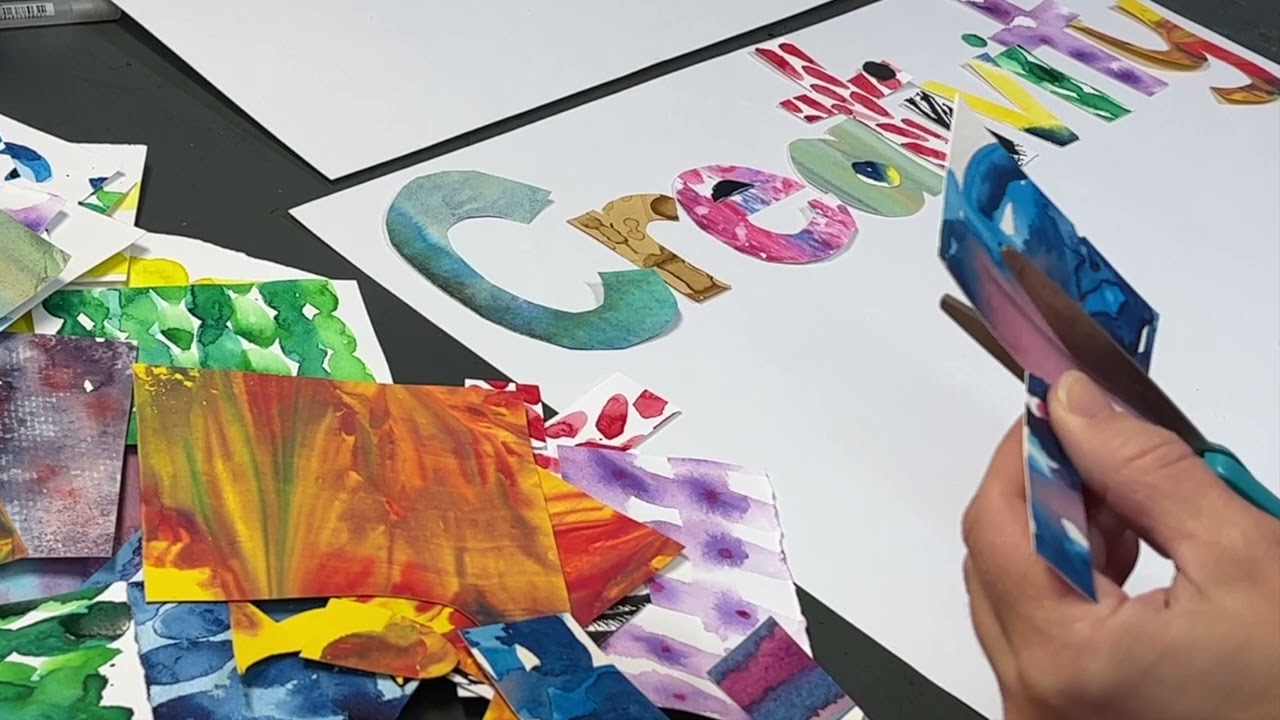 Creativity Collage Quote: Using decorative paper to create quote collage