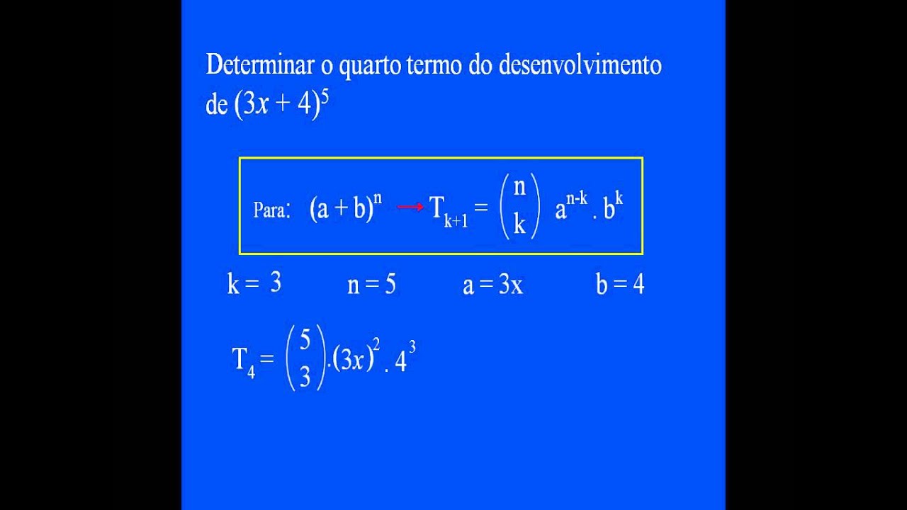 Binomio de Newton - aplicação da fórmula determinar termo