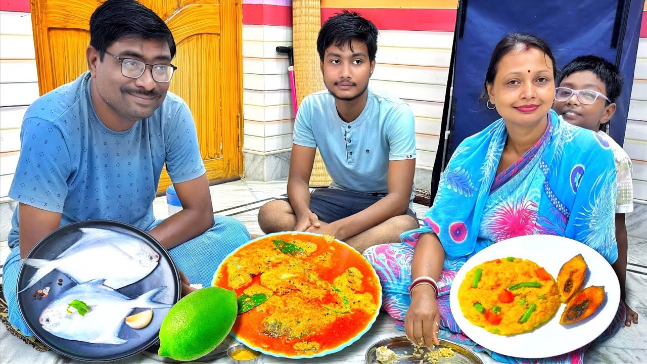 বাপের বাড়ি থেকে এসে রান্না করলাম সুস্বাদু গন্ধরাজ পমফ্রেট রাতে খিচুড়ি ইলিশ মাছ ভাজা।ছেলেরা খুশি