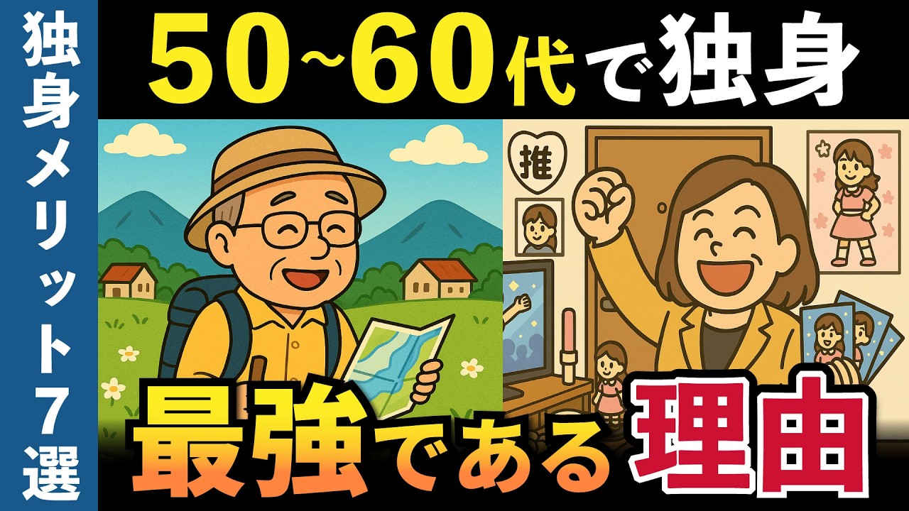 【50代60代】老後は独身が最強！独身のリアルなメリット7選と老後不安を解消する5つの対策を解説！【老後準備】