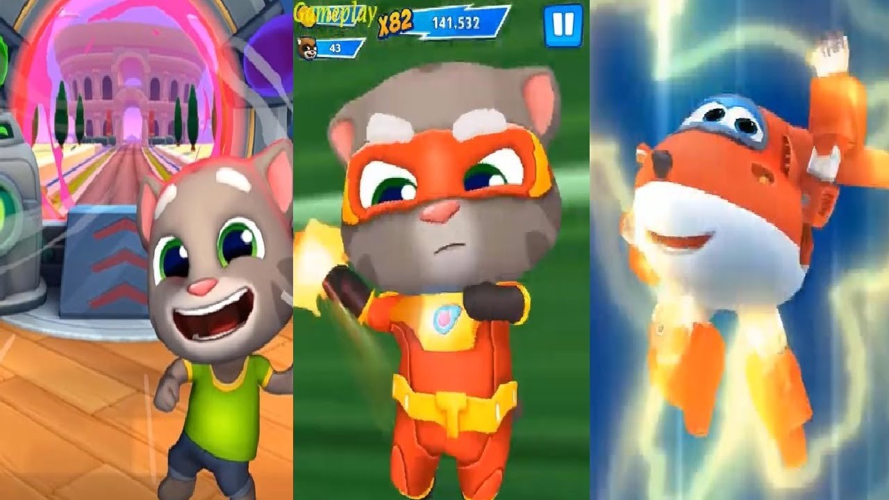 TALKING TOM GOLD RUN 2 VS Talking Tom Hero Dash VS Super Wings : Jett Run Android Gameplay