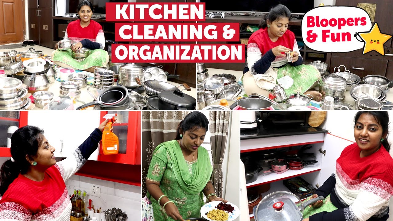 Kitchen Cleaning & Organization | Regular Work Routine | Semma Vlog with Bloopers Karthikha Channel