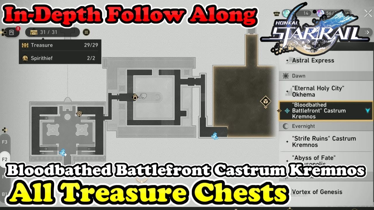 Honkai Star Rail - Bloodbathed Battlefront Castrum Kremnos All Chest Locations & Spirithief Location