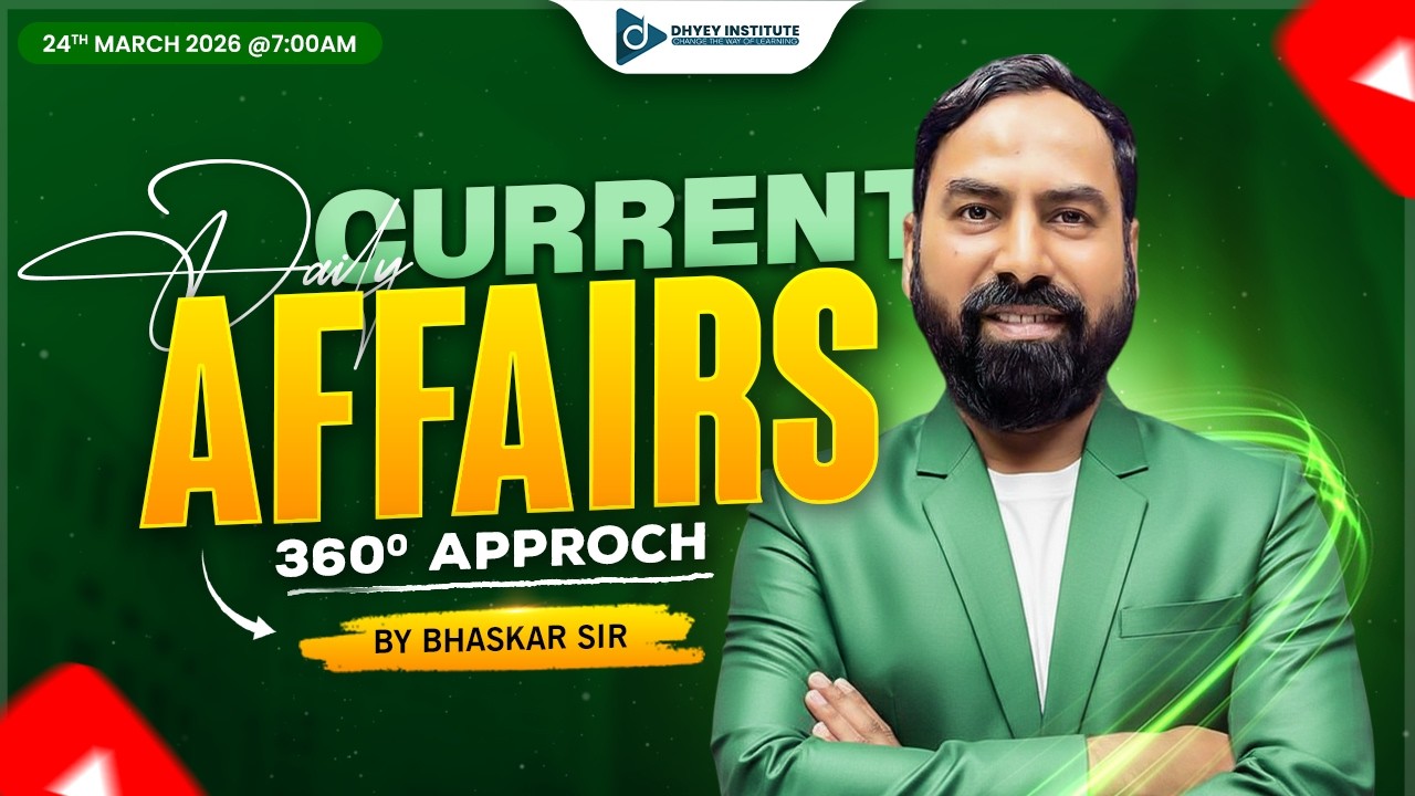 24 MARCH  2026 l Daily Current Affairs in Gujarati by Dhyey live l Rajesh Bhaskar Sir