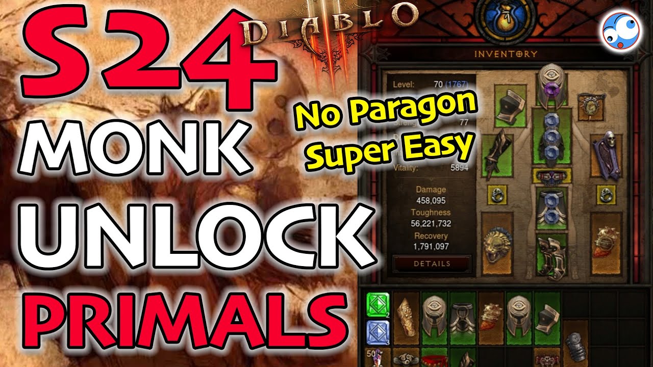 s24 Unlock PRIMALS ASAP with Uliana Explosive Palm Monk Season 24 Gr70 no paragon yellow item guide