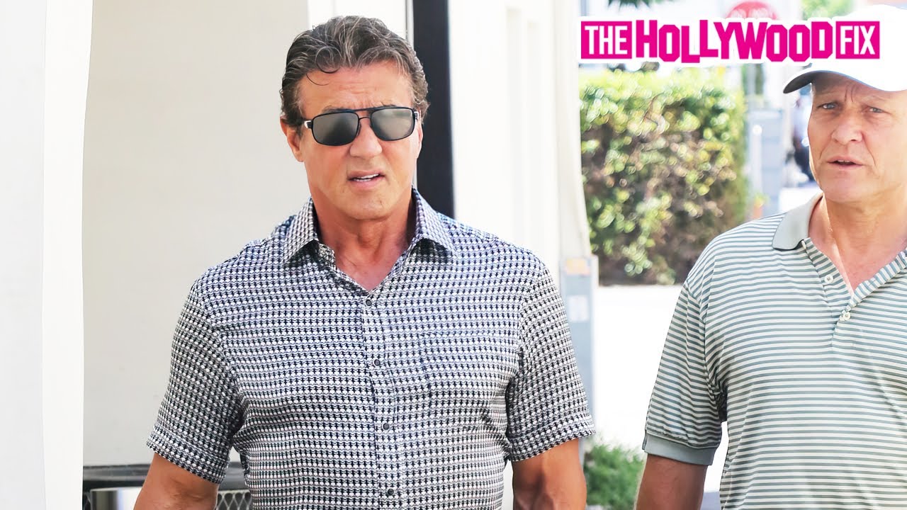 Sylvester Stallone Rocks Chrome Hearts While Sneaking A Bottle Of Wine Out Of Caffe Roma Bev. Hills