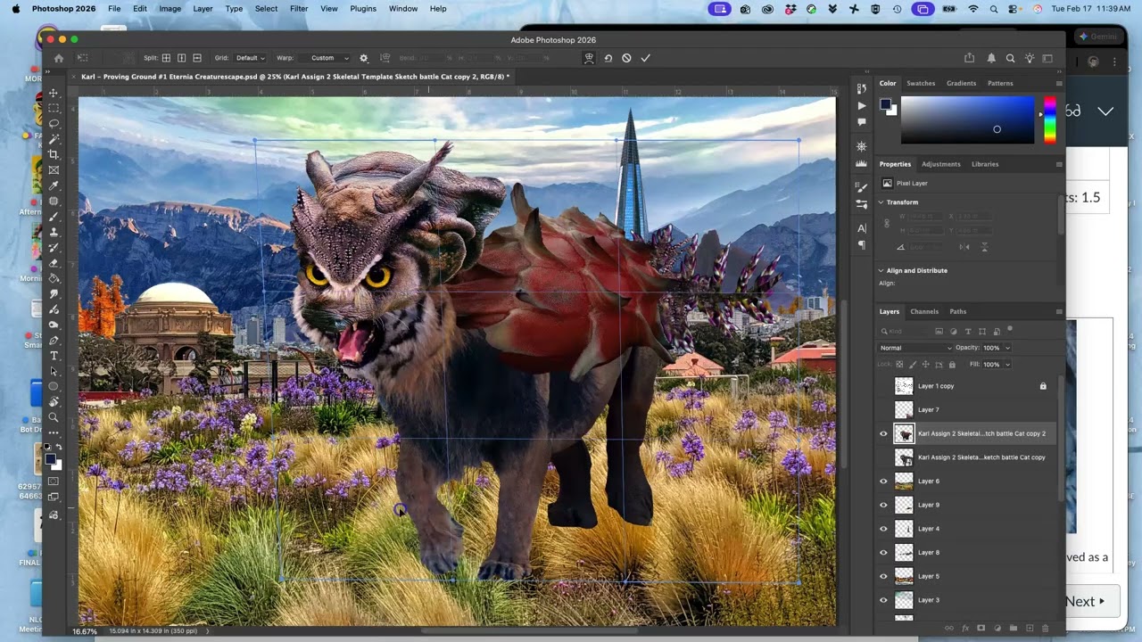 4  Finding the Best composition and Using Puppet Warp to Match the Angle of the Anatomy