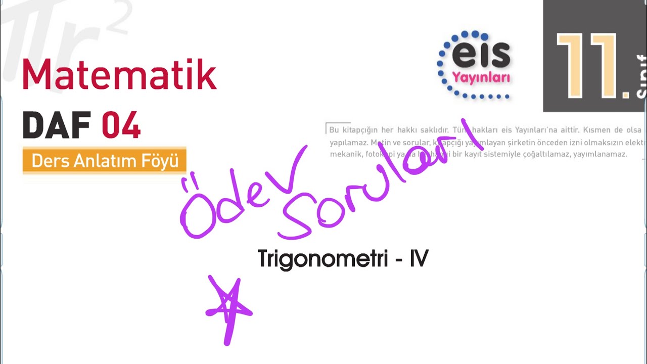 11. Sınıf Matematik EİS DAF 4. Föy Trigonometri Ödev Soruları