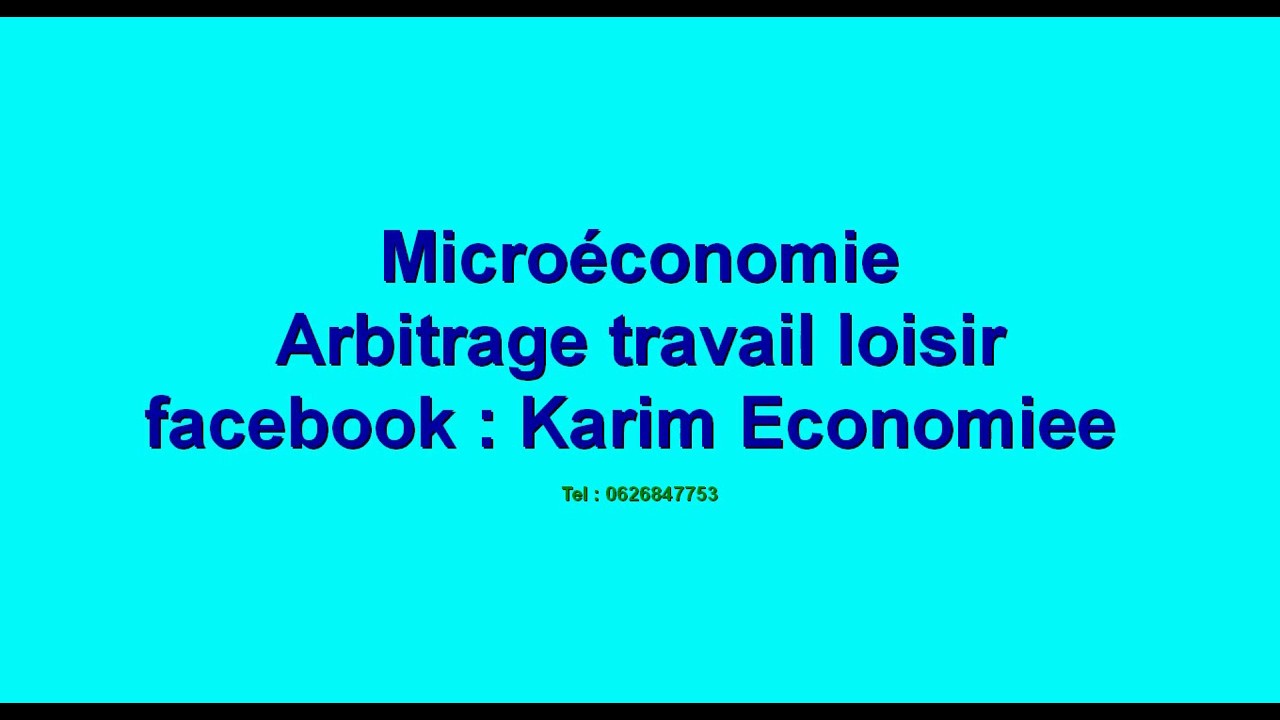 Microéconomie S1 : Arbitrage du consommateur : travail,loisir