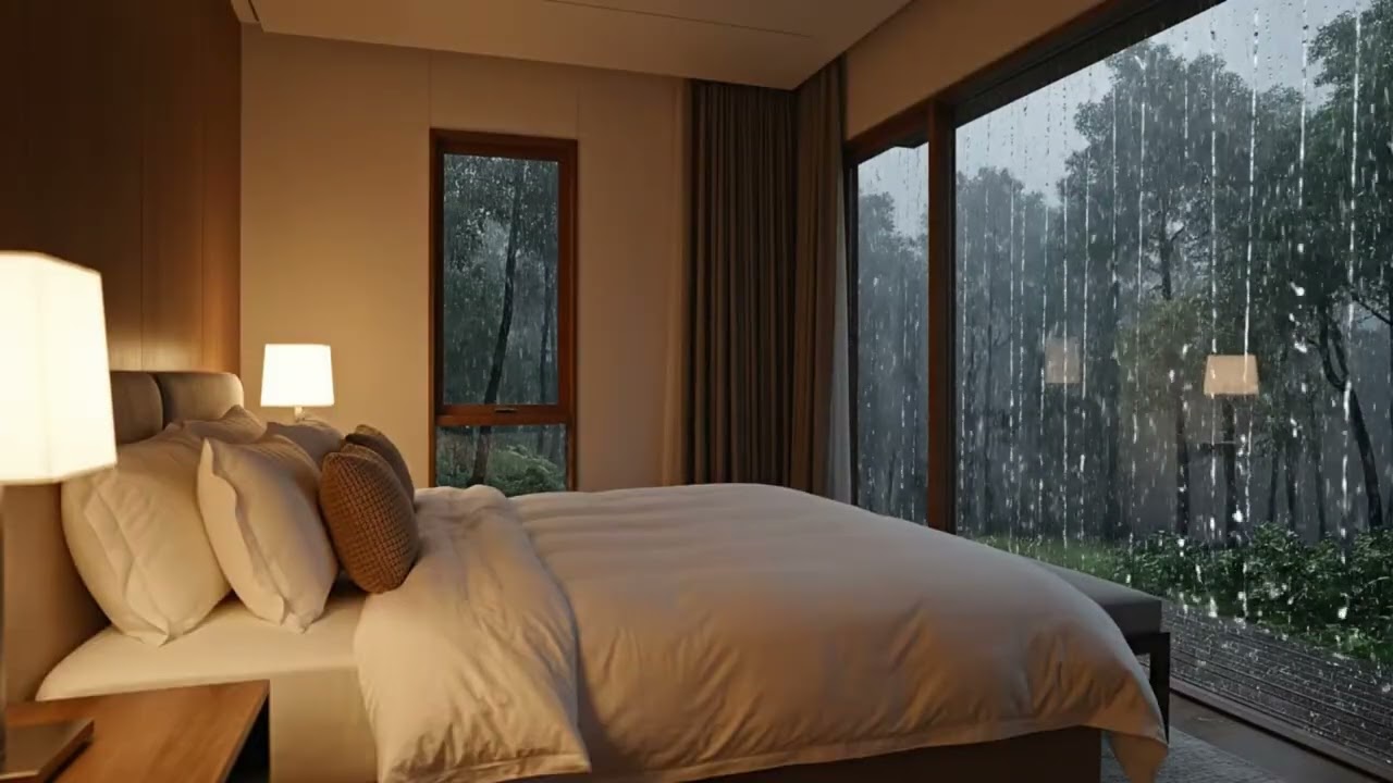 Luxury Bedroom Heavy Rain Ambience &ndash; Deep Relaxation & Sleep Atmosphere