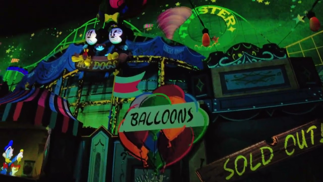 Full ride Mickey & Minnie's Runaway Railway in Mickey’s Toontown at Disneyland in Anaheim
