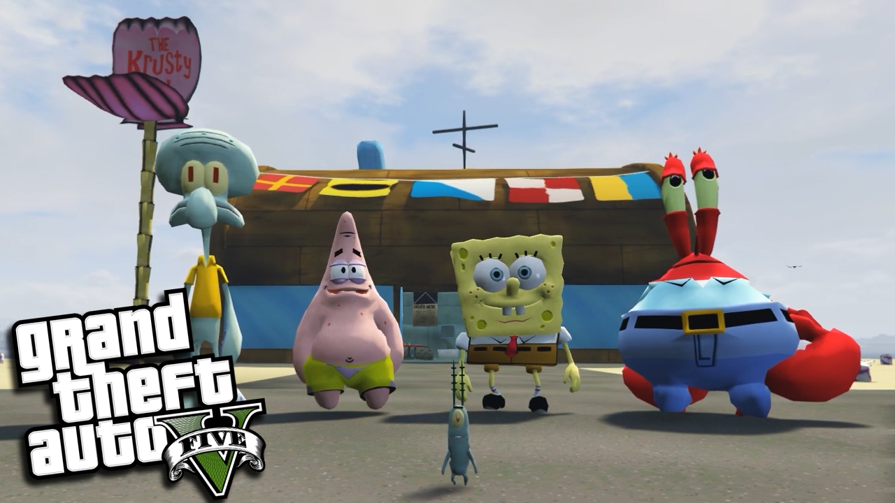 Моды GTA 5 — «КРАСТИ КРАБ» ГУБКИ БОБА со СКВИДВАРДОМ, МИСТЕРОМ КРАБСОМ И ПЛАНКТОНОМ (геймплей мод...
